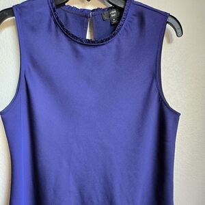J.Crew Deep Blue Ruffled Sleeveless Top